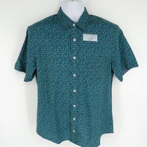 Nick Graham Men's Stretch Short Sleeve Button Up Aqua Shirt Small NWT